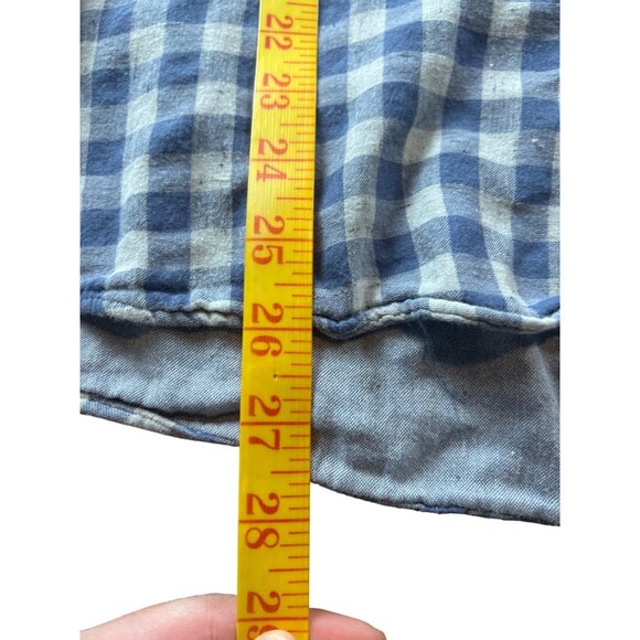 ROWM Blue & White Checkered Mens Long Sleeve Button Down Shirt L Soft - Picture 2 of 6